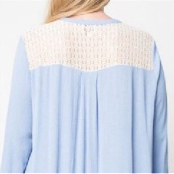 Hayden Oversized Pleated Crochet Trapeze Rayon Dress In Powder Blue. NWT! Sz XL - Picture 6 of 12
